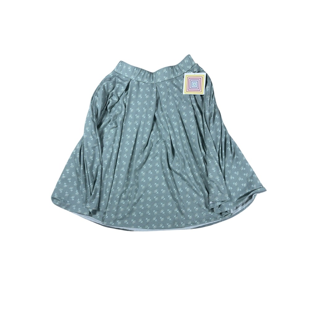 NWT LuLaRoe Madison Skirt Pleated Pockets Mint Sage Green White Floral A-Line